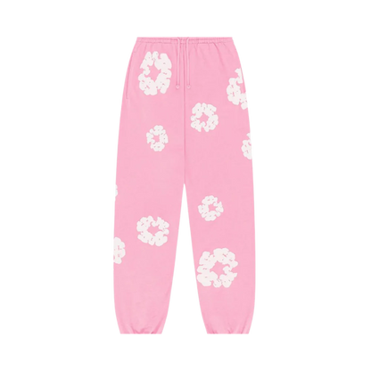PANTALON DE SURVÊTEMENT ROSE À COURONNE DE COTON EN DENIM