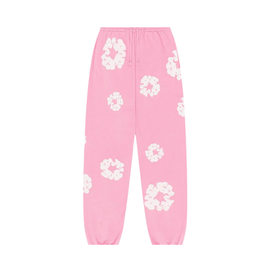 PANTALON DE SURVÊTEMENT ROSE À COURONNE DE COTON EN DENIM