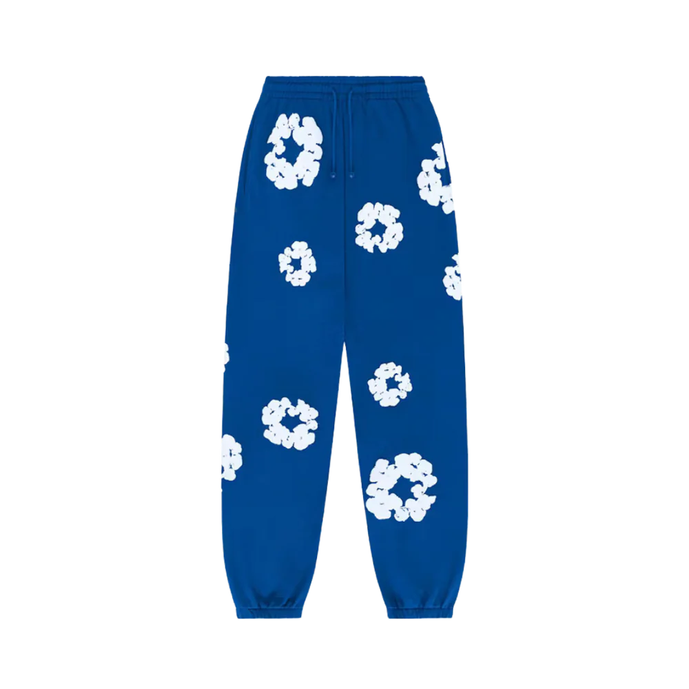 Pantalon de survêtement bleu royal déchiré à la couronne de coton