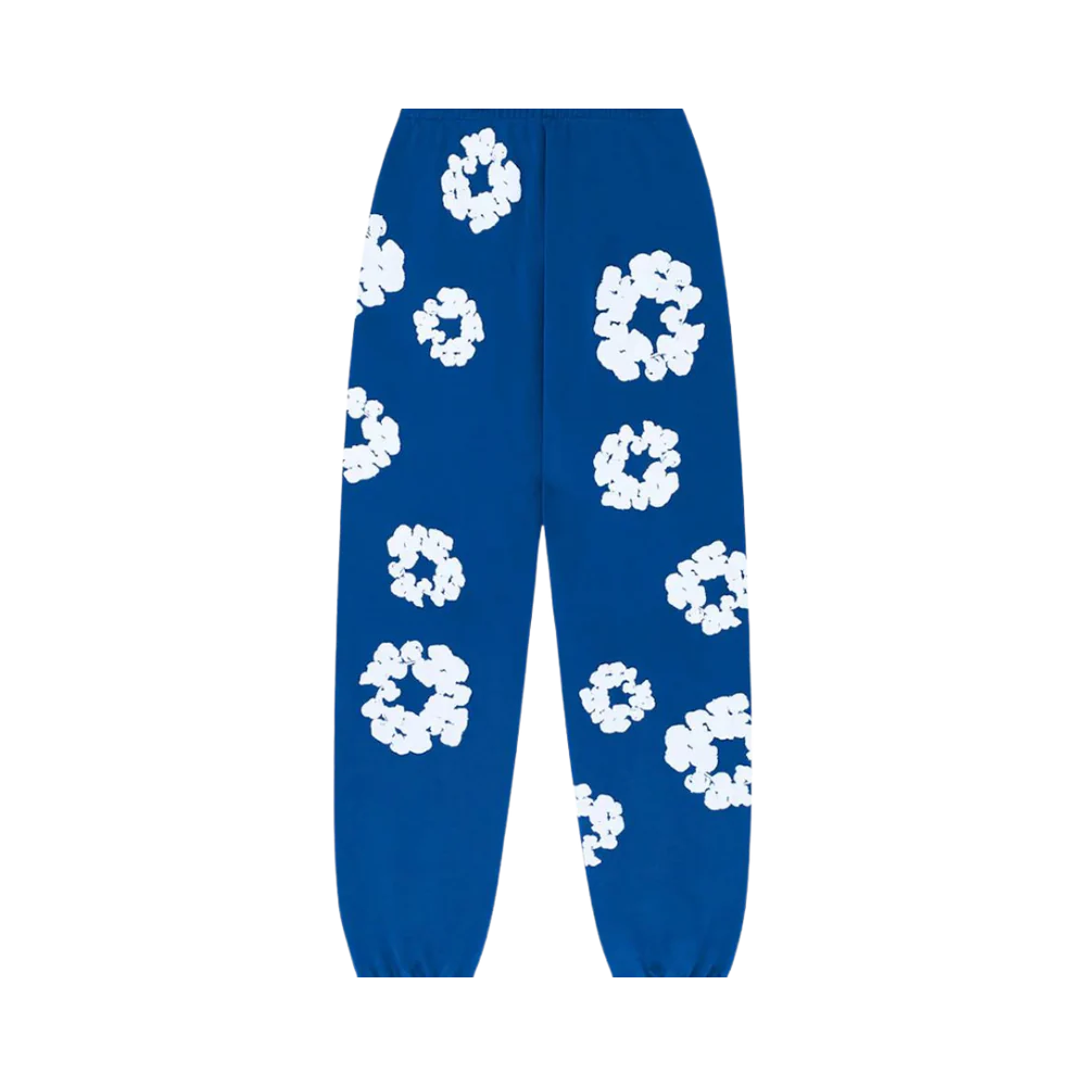Pantalon de survêtement bleu royal déchiré à la couronne de coton