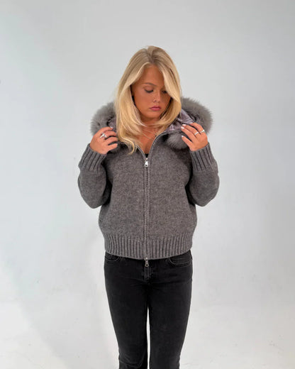 VESTE À FERMETURE ÉCLAIR GRISE