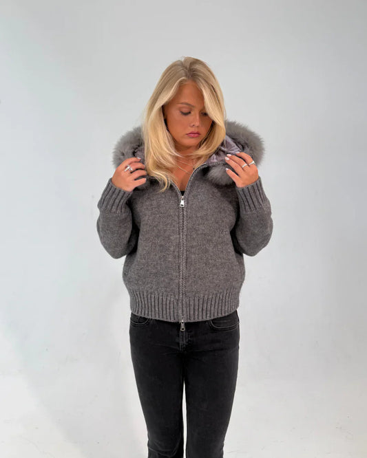 VESTE À FERMETURE ÉCLAIR GRISE