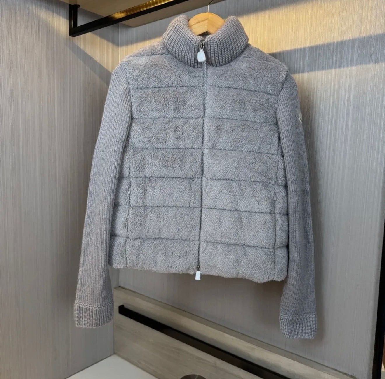 VESTE FERMETURE ÉCLAIR MONCLER EN LAINE ET TEDDY