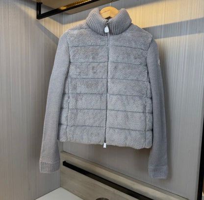 VESTE FERMETURE ÉCLAIR MONCLER EN LAINE ET TEDDY