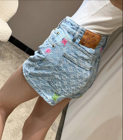 Short en jean monogrammé LV