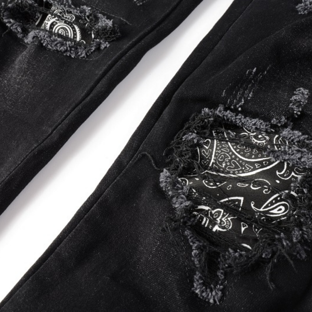 Jean camouflage à bandana noir Amr