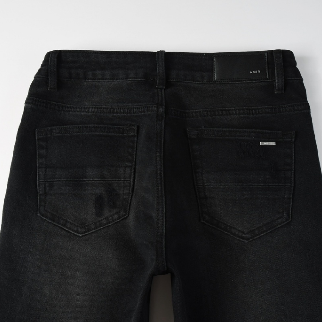 Jean bleu déchiré à patchs Amr