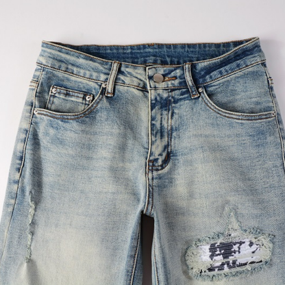 Jean à patch camouflage dégradé Amr