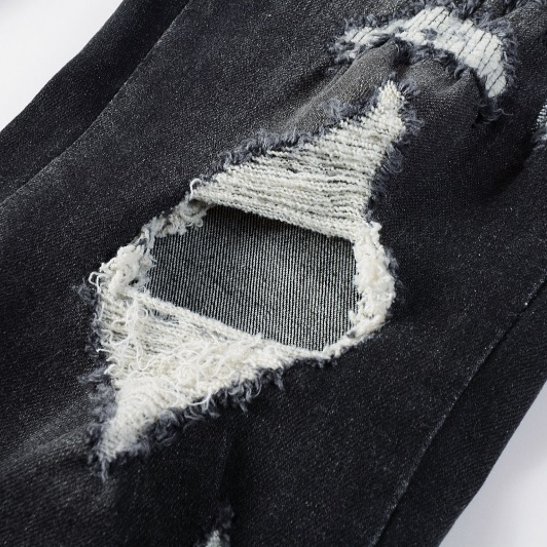 Jean noir délavé à logo Amr