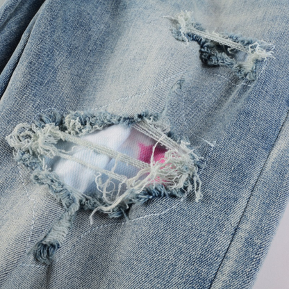 Jean délavé à logo Amr