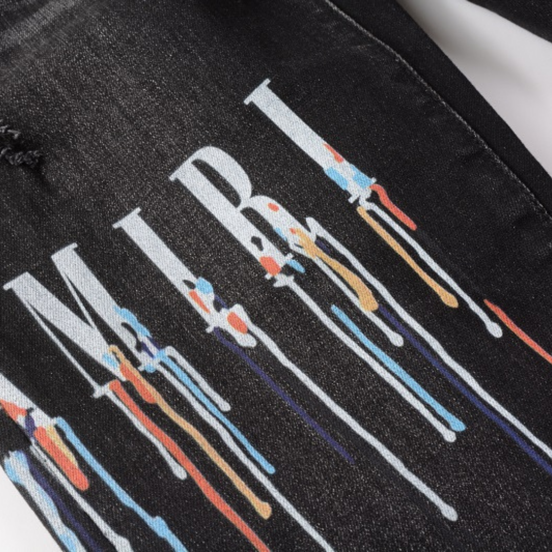 Jean noir délavé Amr Paint Drip