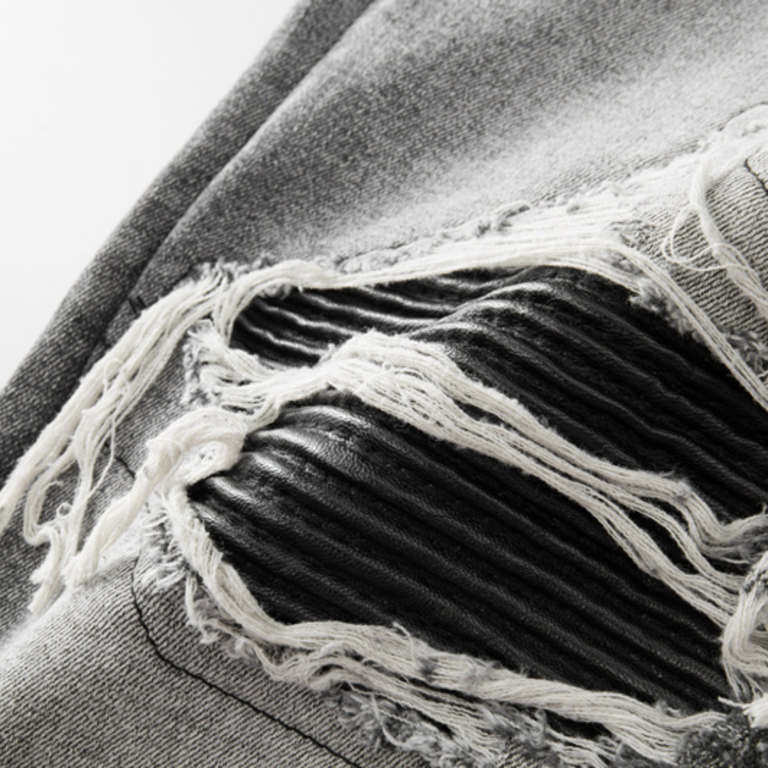 Jean gris déchiré Amr Patch