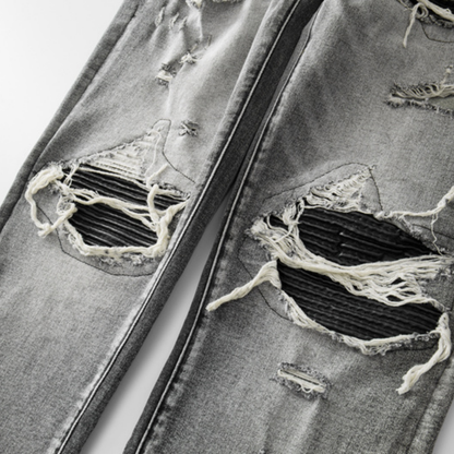 Jean gris déchiré Amr Patch