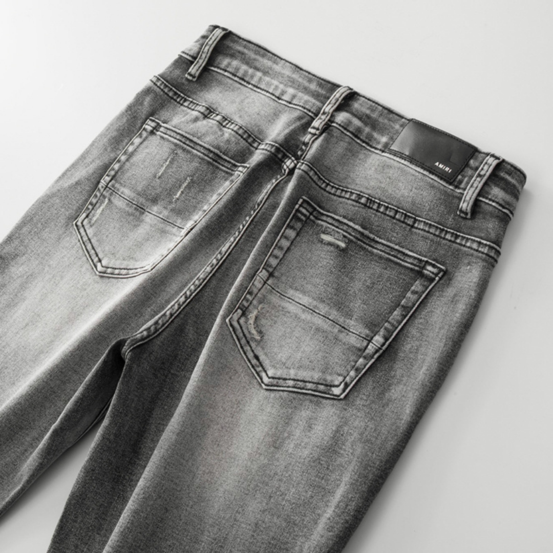 Jean gris déchiré Amr Patch