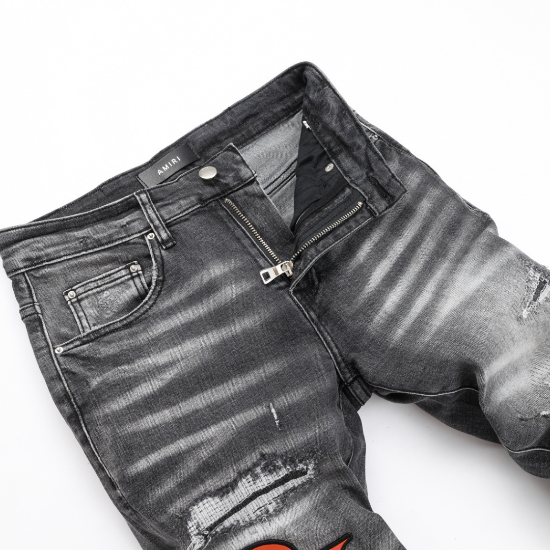 Jean gris à logo Amr Staggered