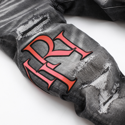 Jean gris à logo Amr Staggered