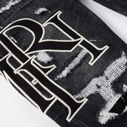 Jean noir à logo décalé Amr