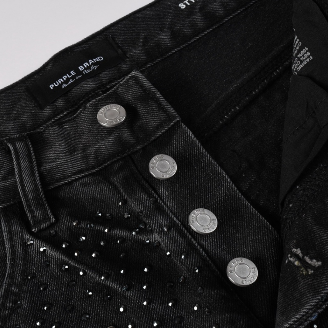 Jeans violets et noirs à losanges