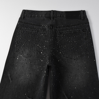 Jeans violets et noirs à losanges