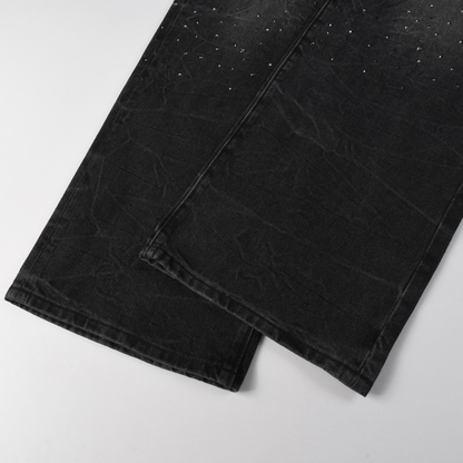 Jeans violets et noirs à losanges