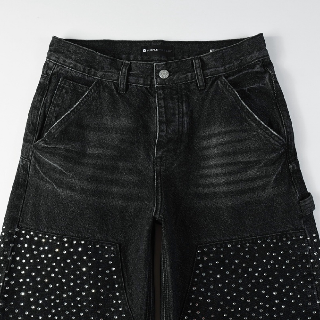 Jeans violets et noirs à losanges