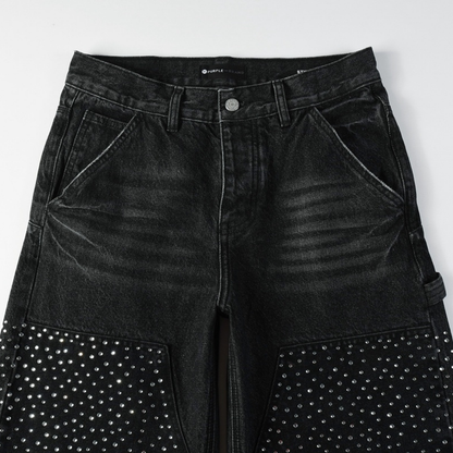 Jeans violets et noirs à losanges