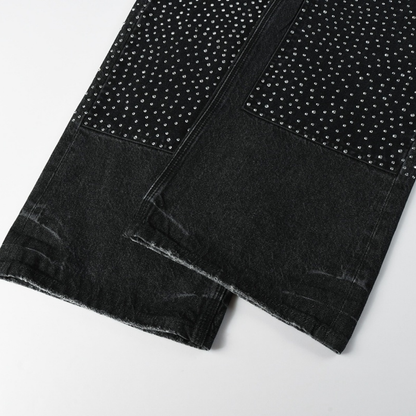 Jeans violets et noirs à losanges