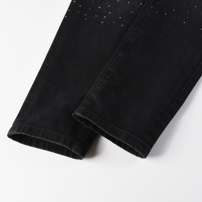 Jeans violets et noirs à losanges