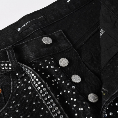 Jeans violets et noirs à losanges