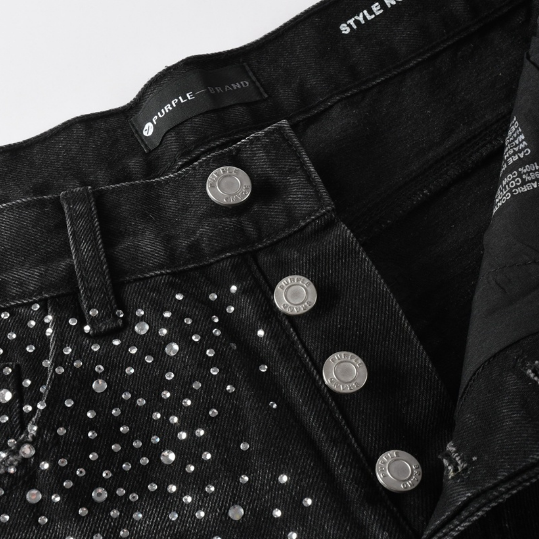 Jeans violets et noirs à losanges