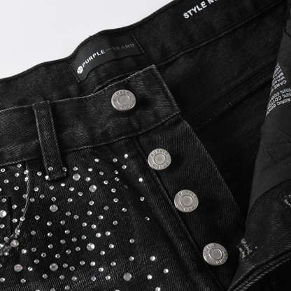 Jeans violets et noirs à losanges