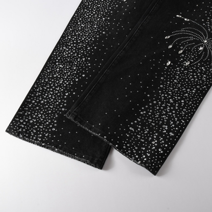 Jeans violets et noirs à losanges