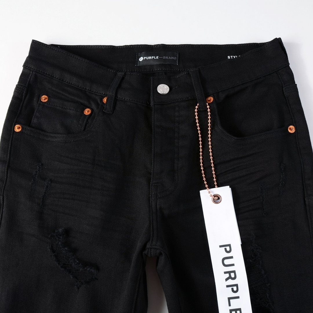 Jean déchiré violet et noir