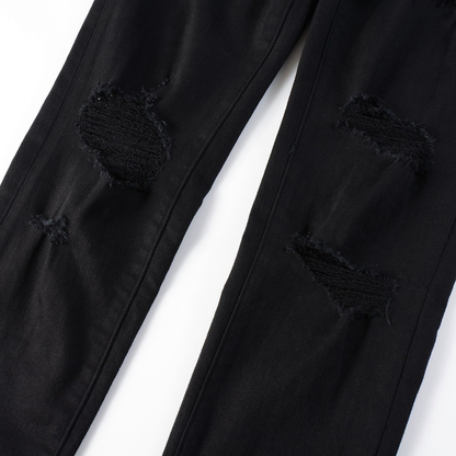 Jean déchiré violet et noir