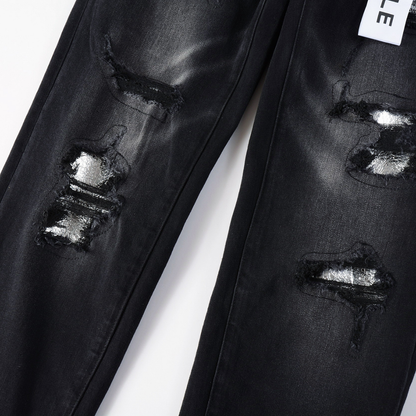 Jean noir à dégradé violet