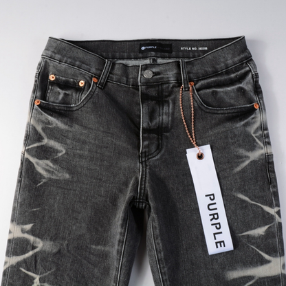 Jean gris déchiré à dégradé violet