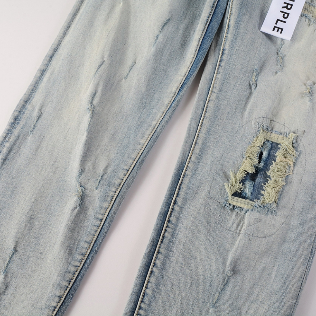 Jean bleu clair à dégradé violet