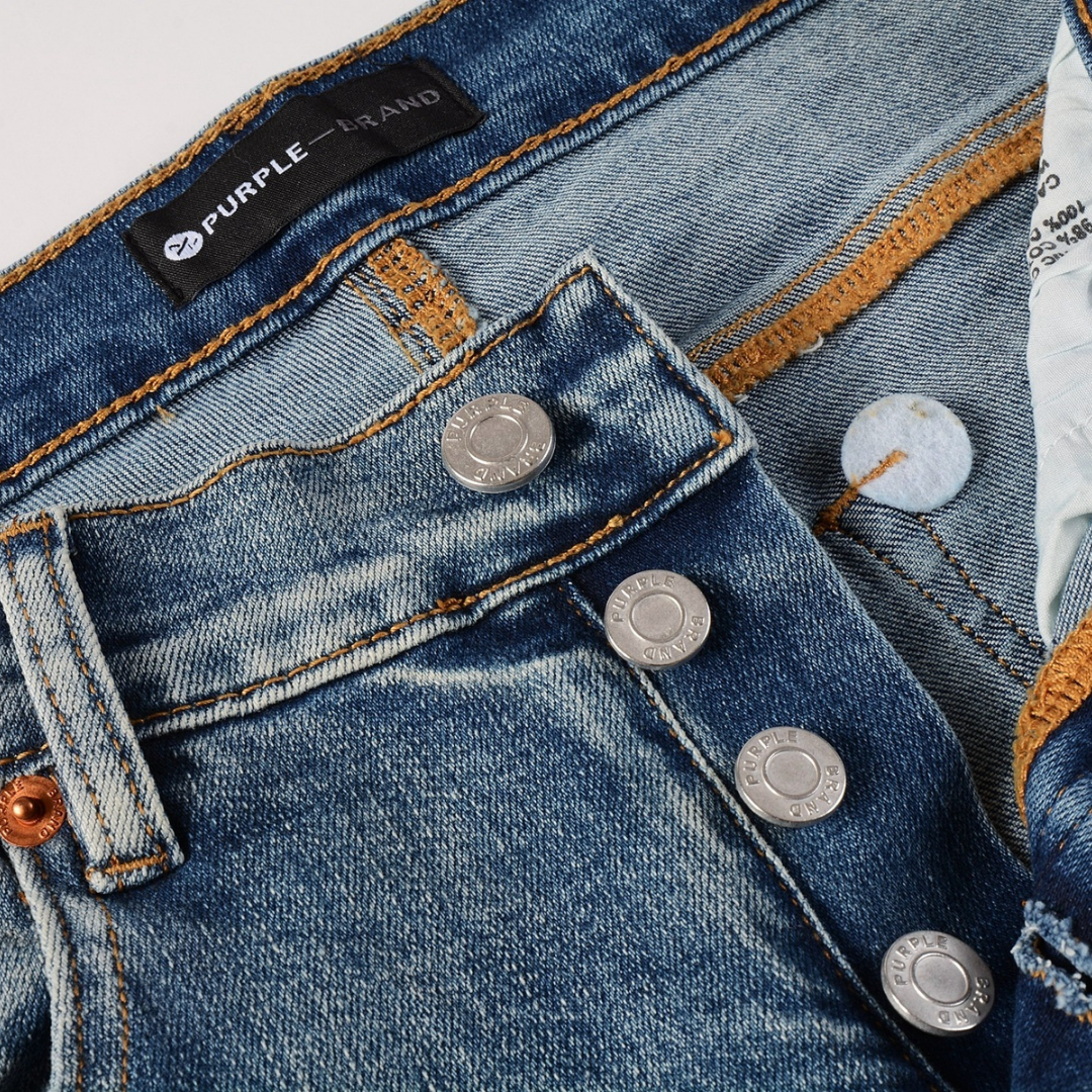 Jean violet dégradé déchiré