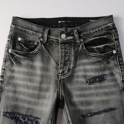 Jean déchiré gris-violet