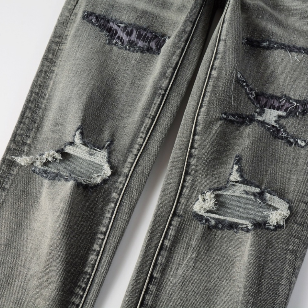 Jean déchiré gris-violet