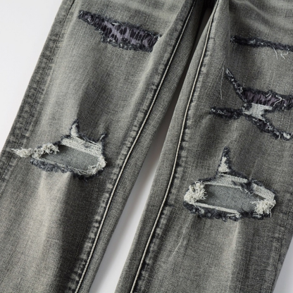 Jean déchiré gris-violet