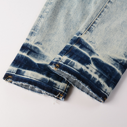 Jean à patchs bleu clair violet