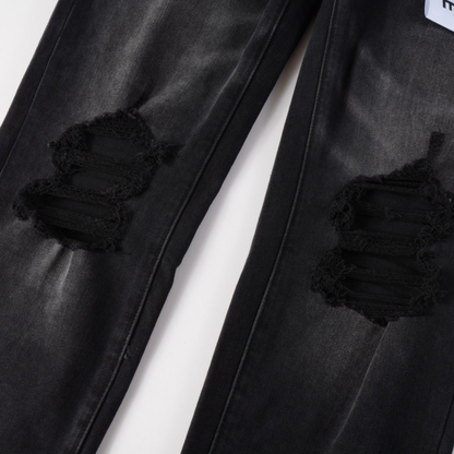 Jean noir déchiré violet