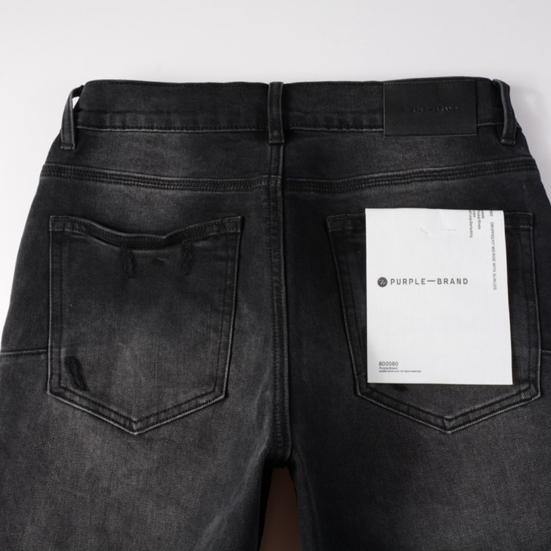 Jean noir déchiré violet