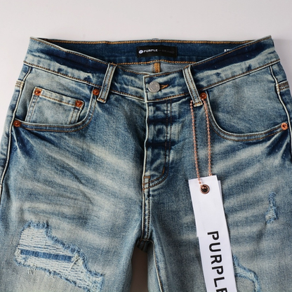 Jean bleu déchiré violet