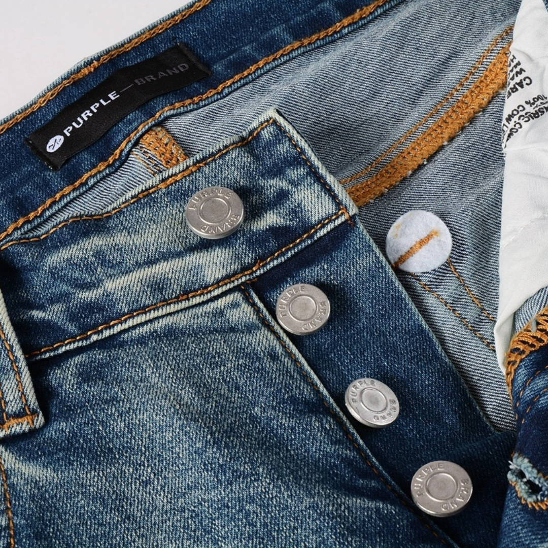 Jean bleu déchiré violet