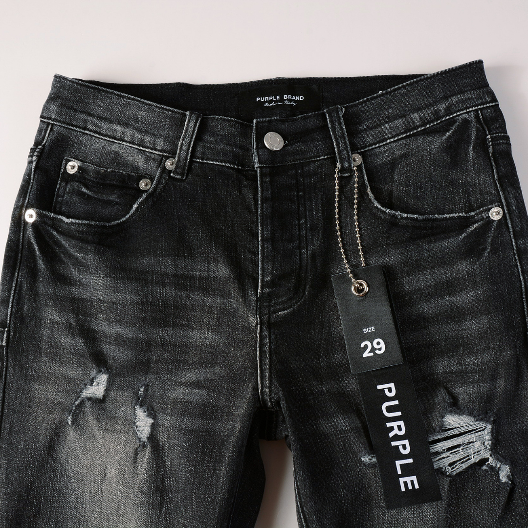 Jean violet déchiré gris et noir