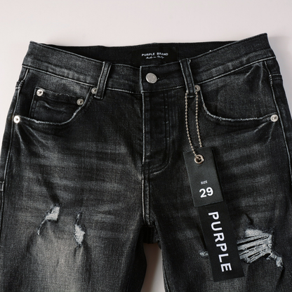 Jean violet déchiré gris et noir