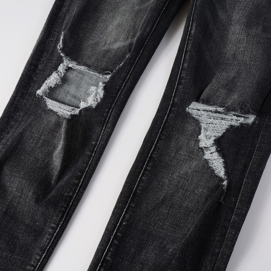 Jean violet déchiré gris et noir