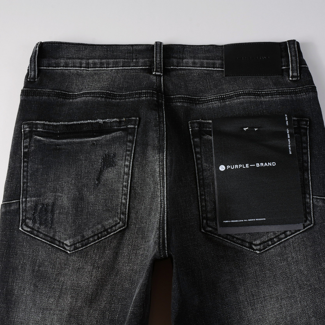 Jean violet déchiré gris et noir